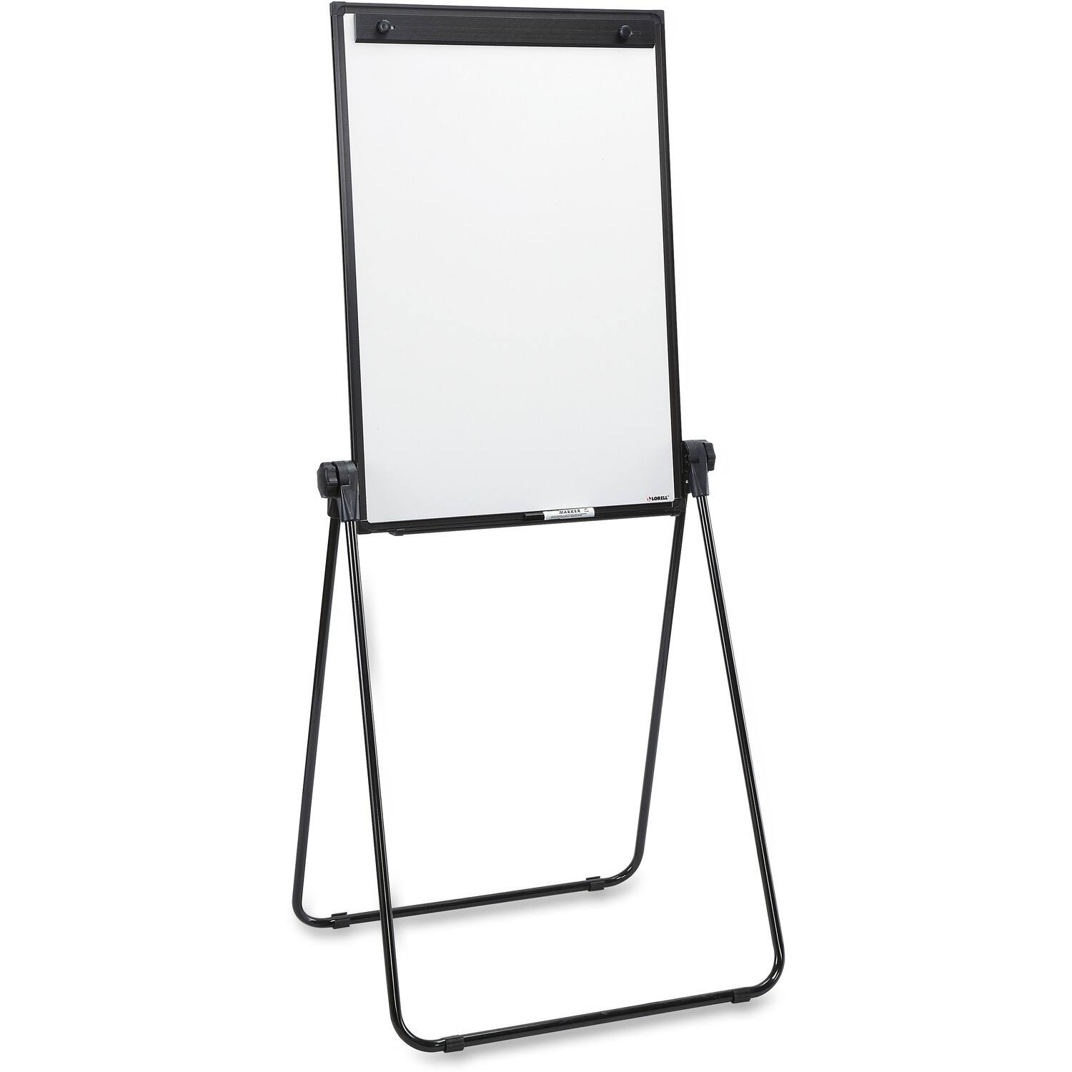 Front. Lorell - Lorell 2sided DryErase Easel with FlipChart Clip  36" x 24"  Melamine Surface  Black Steel Frame.