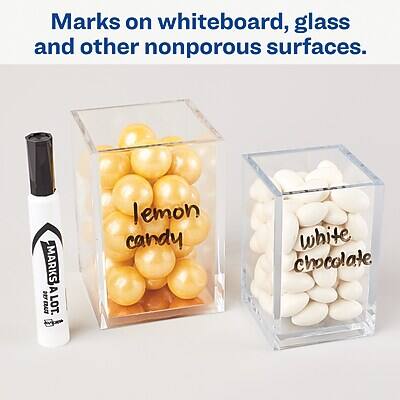 Marks on whiteboard, glass and other nonporous surfaces.

lemon candy

white chocolate