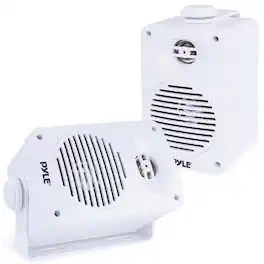 Pyle - 3.5" Indoor/Outdoor Weatherproof Speakers, Pair, 200W 2-Way Wall Mount Speakers - White