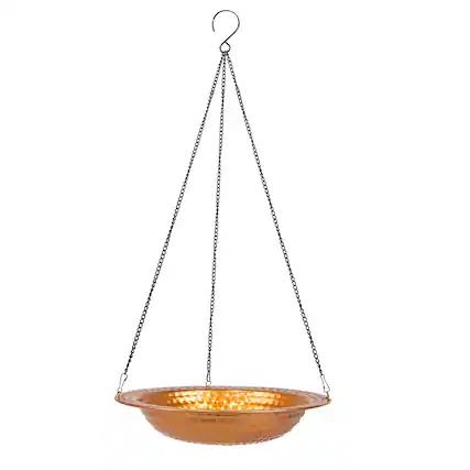 Front. Sunnydaze - Iron Hanging Bird Bath or Feeder - 12 in - Copper.