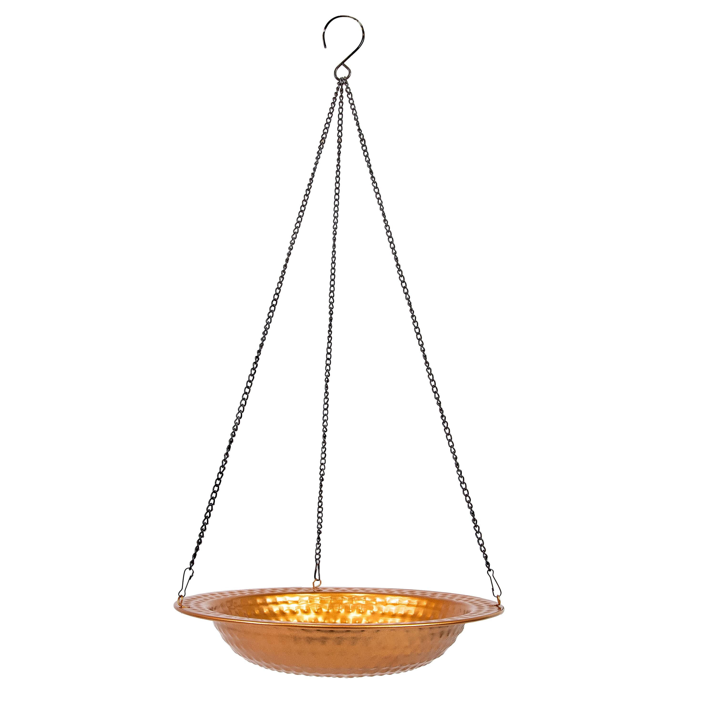 Front. Sunnydaze - Iron Hanging Bird Bath or Feeder - 12 in - Copper.