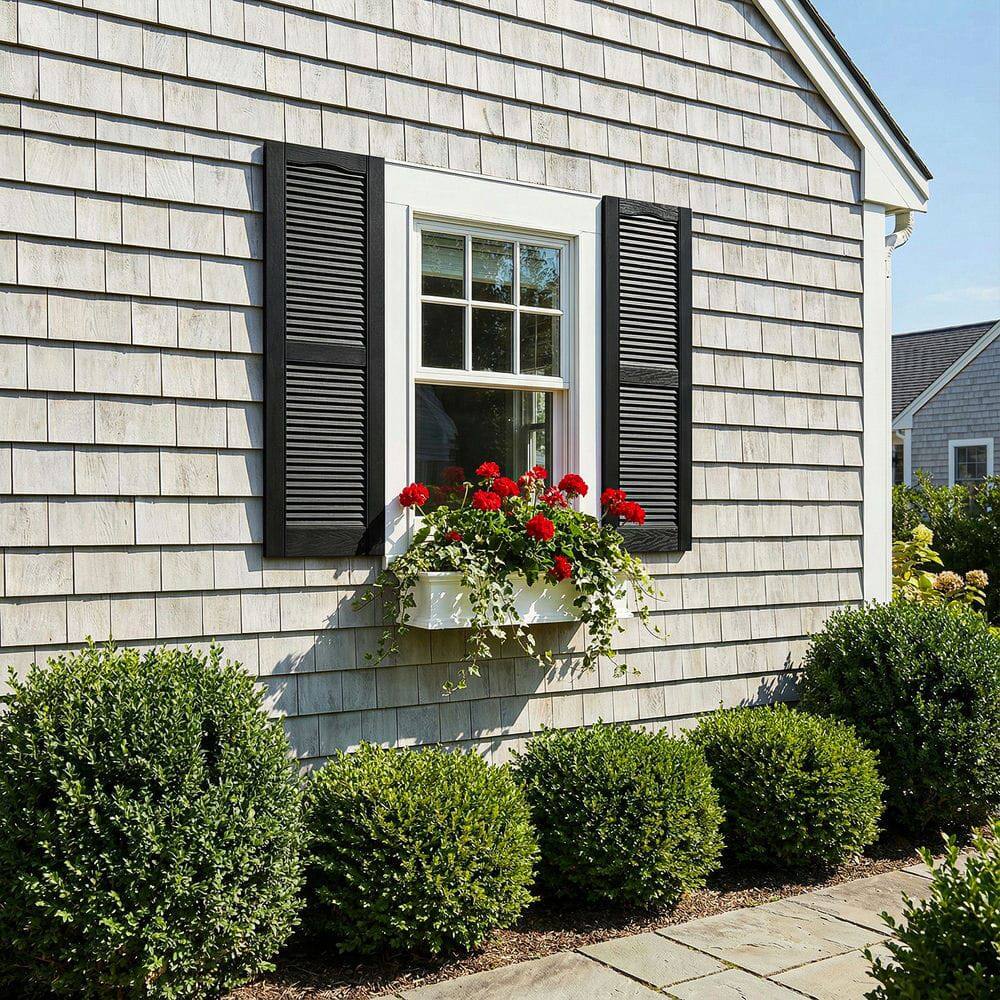 Alt View 1. Kadyn - Decorative Faux Shutters, Sturdy, Hassle-Free Design for Indoor & Outdoor Use, 14"x31", Black - Black.