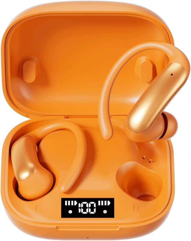 SKRAN - Ear Buds Wireless Earbuds Bluetooth Headphones with Controls, Sports Earphones for Running Workout Gym - Orange