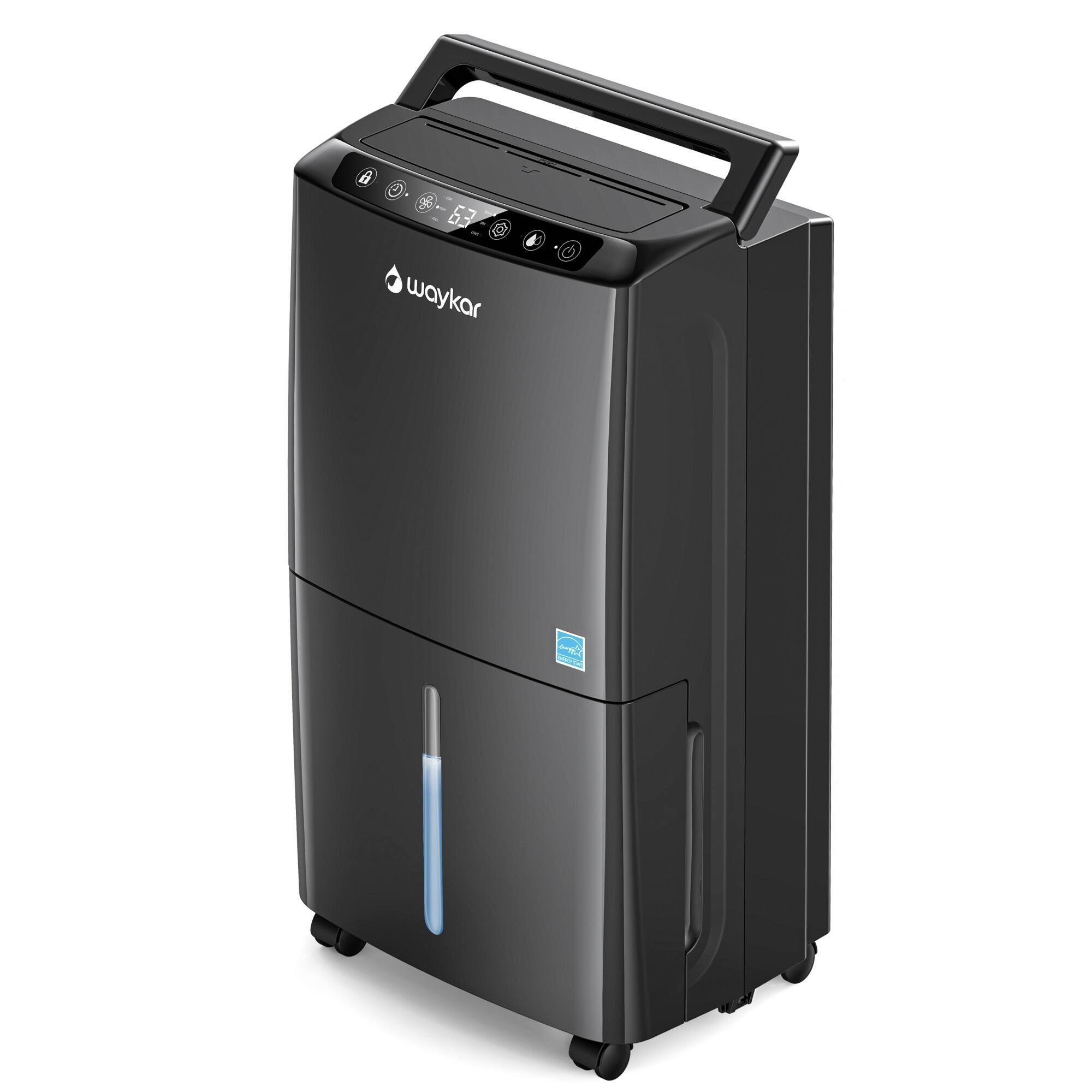 Front. Waykar - Waykar 34-Pint Capability ENERGY STAR High Humidity Dehumidifier  with Smart Controls, Auto Swing for Bedroom - Black.