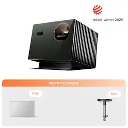 Valerion - VisionMaster Pro2 4K Laser Projector with 120-inch Fixed Frame Projector Screen and Ceiling Mount - Black