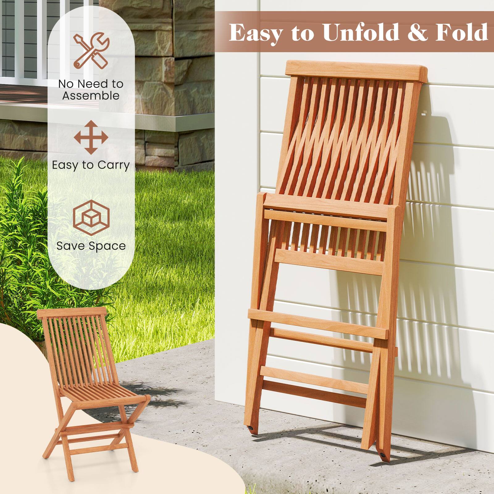 Easy to Unfold & Fold  
No Need to Assemble  
Easy to Carry  
Save Space