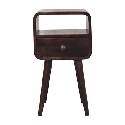 Front. Artisan Furniture - Artisan Furniture Solid WoodMini California Walnut Curved Bedside with Open Slot - Brown.