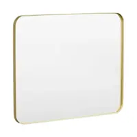 LOVMOR - 40 in. W x 32 in. H Tempered Glass Rounded Rectangle Framed Wall-Mounted Bathroom Vanity Mirror in Gold - Gold - Angle_Zoom