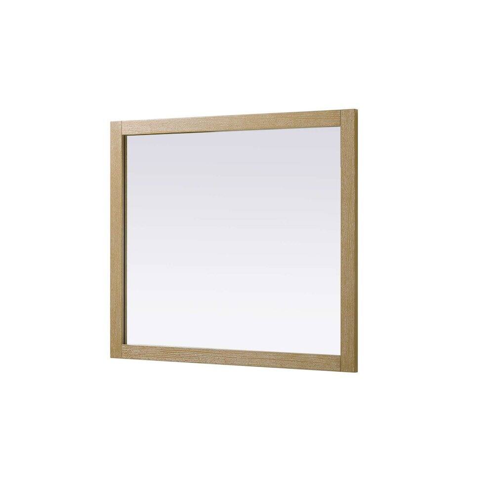 Back. Elegant Kitchen and Bath - Noah Wooden Rectangle Mirror 42 x 36 in Linen Oak - Linen Oak.