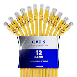 Maximm - Cat 6 Ethernet Cable 50 ft (12-Pack) - UTP, 10Gbps, 550MHz