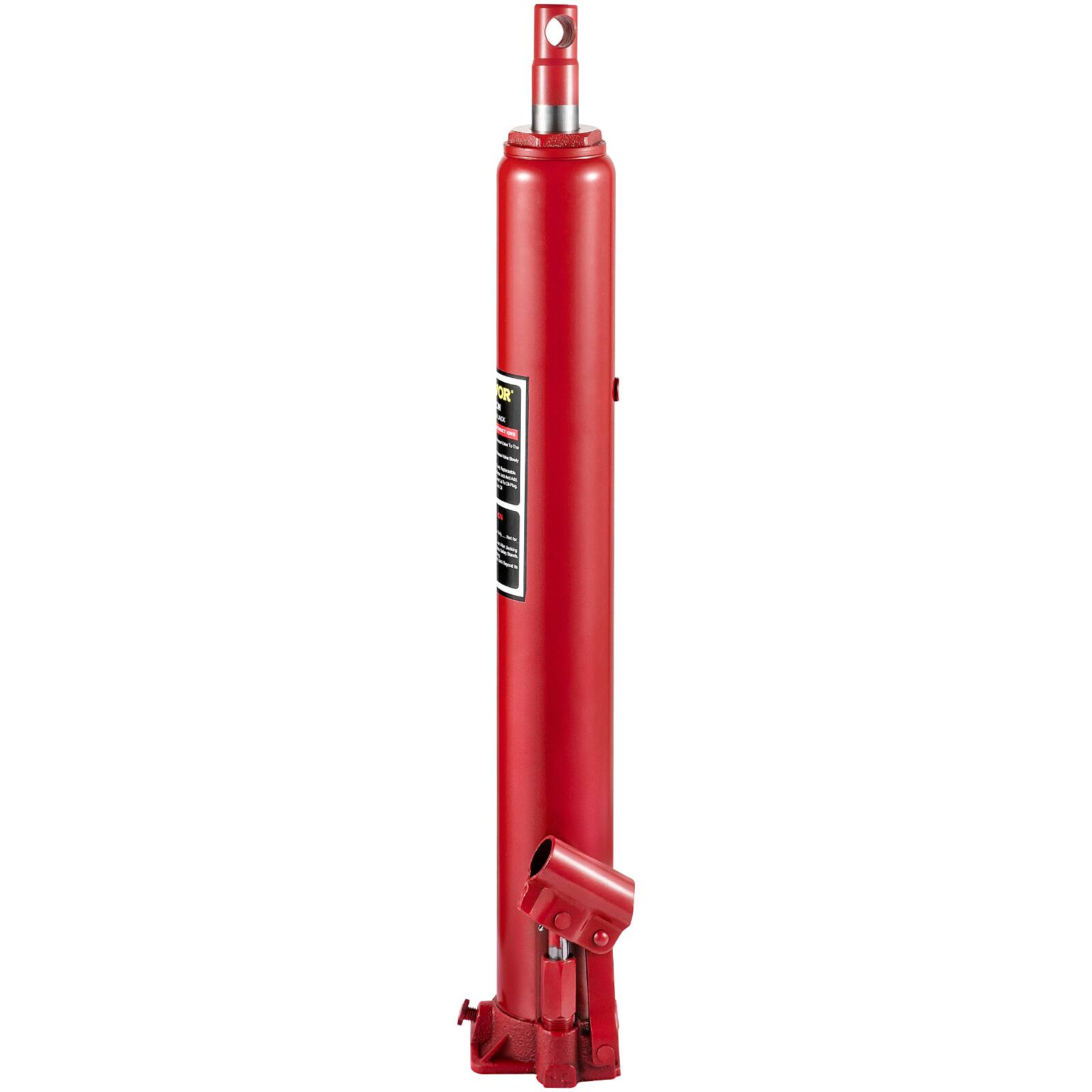 Alt View 5. VEVOR - Hydraulic Long Ram Jack, 4 Tons/8818 lbs Capacity, with Single Piston Pump and Flat Base, Manual Cherry Picker - Red.
