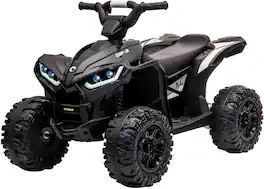 Electrodes Masters - 12V Electric Kids Ride on ATV, Battery Powered 4-Wheeler with Music, LED Lights, Remote Control, Treaded Tires, and - Black