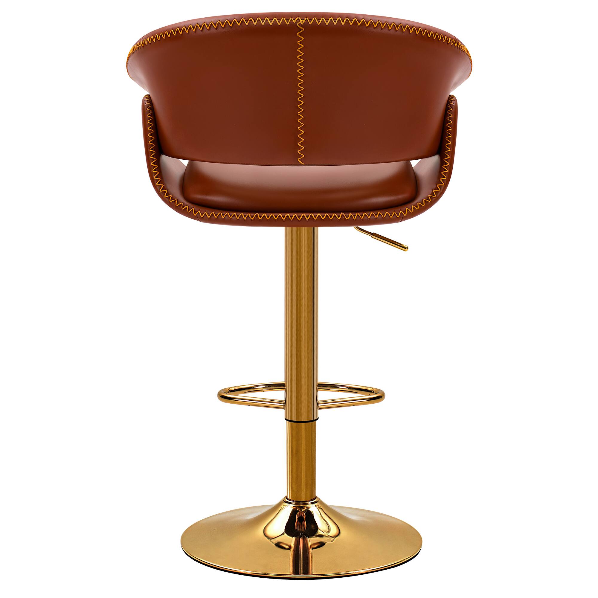 Back. Brick Attic - 4PCS 24"-32"Adjustable Height Upholstered Low Back Bar ,360° Swivel PU Counter Stool  with  Footrest - WineRed.