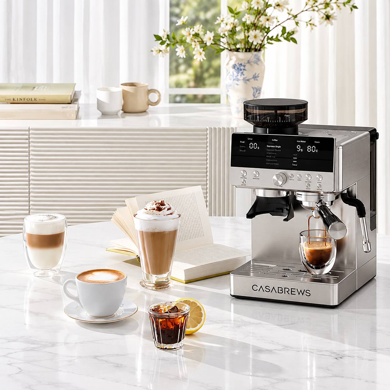 KINFOLK

My Coffee by: 00 Uus Lone Single . Capresio Pours APercene Arb  Cappurations News Made or Your Sour 9g 80

CASABREWS