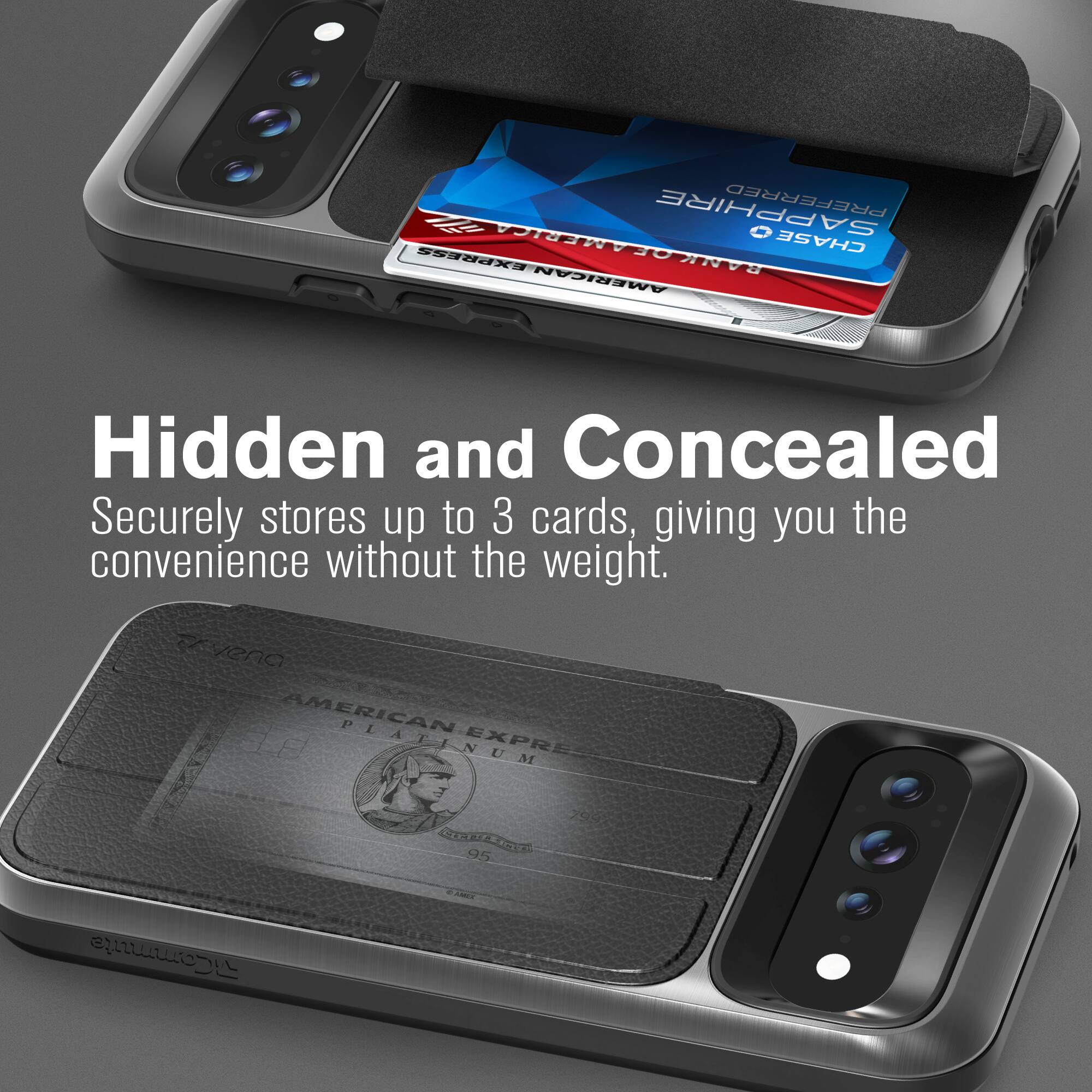 PREFERRED EXPRESS AMERICA  
CHASE AMERICAN BANK  
Hidden and Concealed  
Securely stores up to 3 cards, giving you the convenience without the weight.  
TAVENO AMERICAN PLATINUM EXPRE E 7997 MENTER 95  
RlCommute  
1 JOMOCK