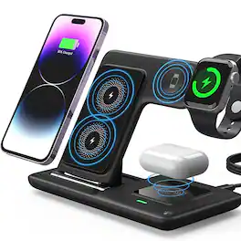 Cluzine - 3-in-1 Foldable Dual-Coil 15W Fast Wireless Charger, Universal for iPhone & Android