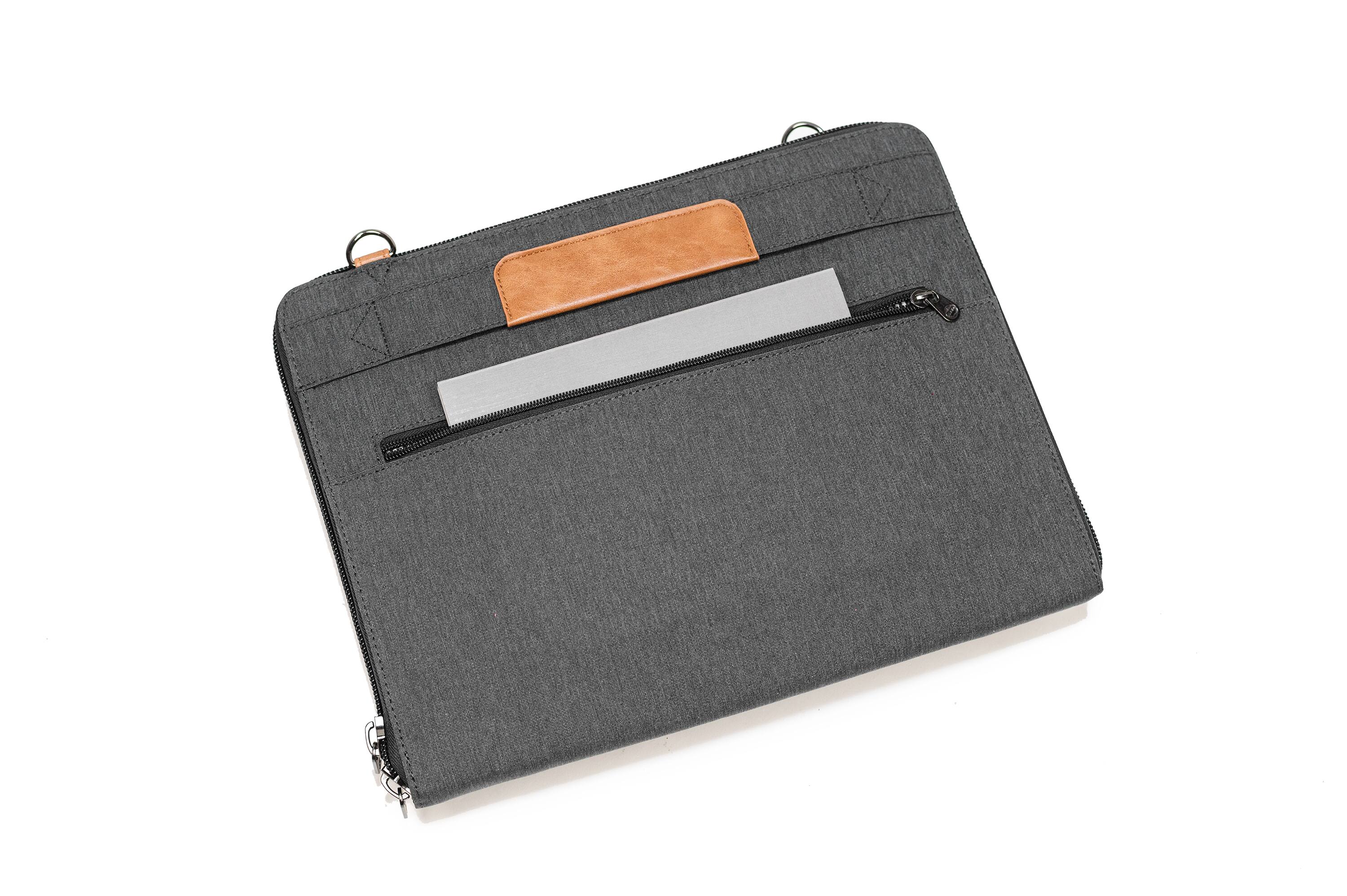 Alt View 11. PKG - Wellington Accordion Laptop Folio - Grey/Tan.
