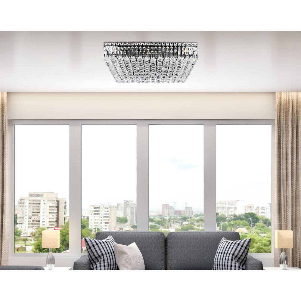 Angle. Elegant Lighting - Maxime 24 Inch Black Flush Mount - Black And Clear.