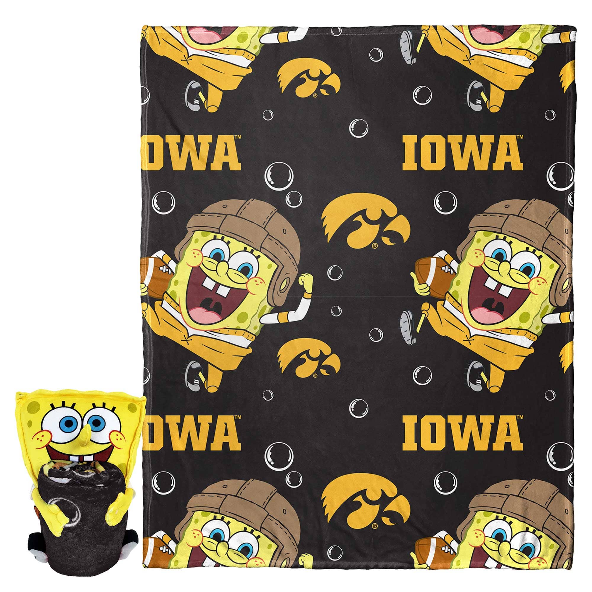 Northwest - Iowa Hawkeyes Spongebob Squarepants Hugger Blanket - Multicolor