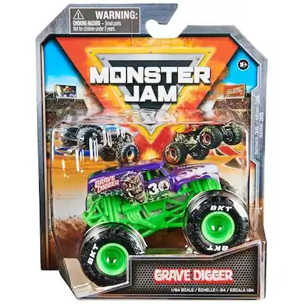 WARNING: CHOKING HAZARD - Small parts. Not for children under 3 years.
MONSTER JAM
36 SERIE 9E I 36 SERIE
GRAVE DIGGER BKT BKT BKT GRAVE DIGGER
1/64 SCALE / CHELLE I 64 / ESCALA 1/64
