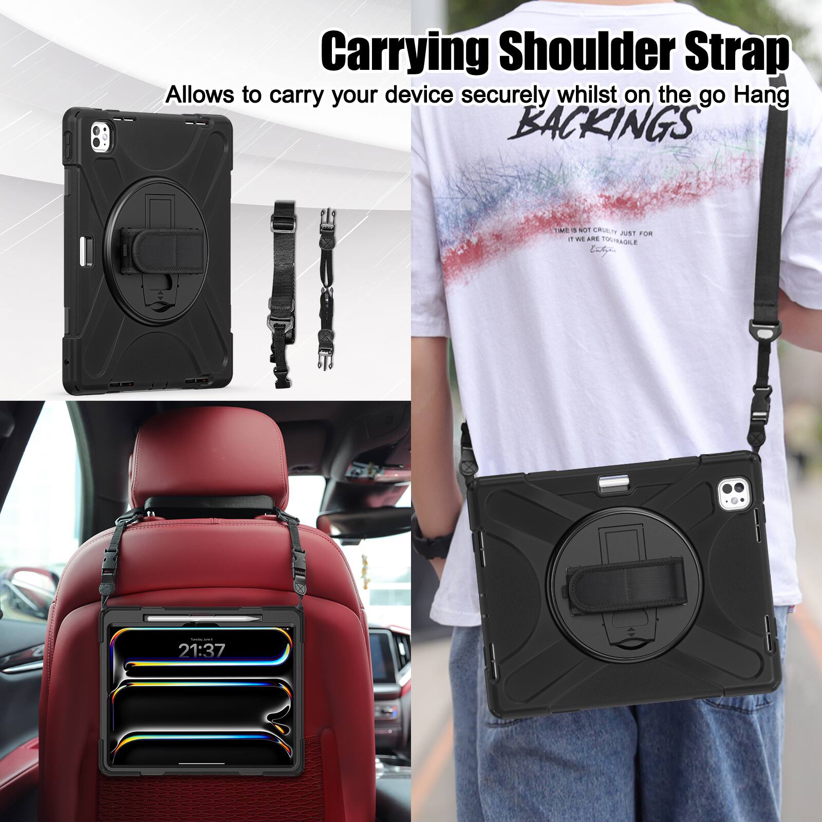 Carrying Shoulder Strap  
Allows to carry your device securely whilst on the go  
Hang BACKINGS™  

TIME IS NOT CRUDELY JUST FOR IT WE ARE TOGETHER  
Edison