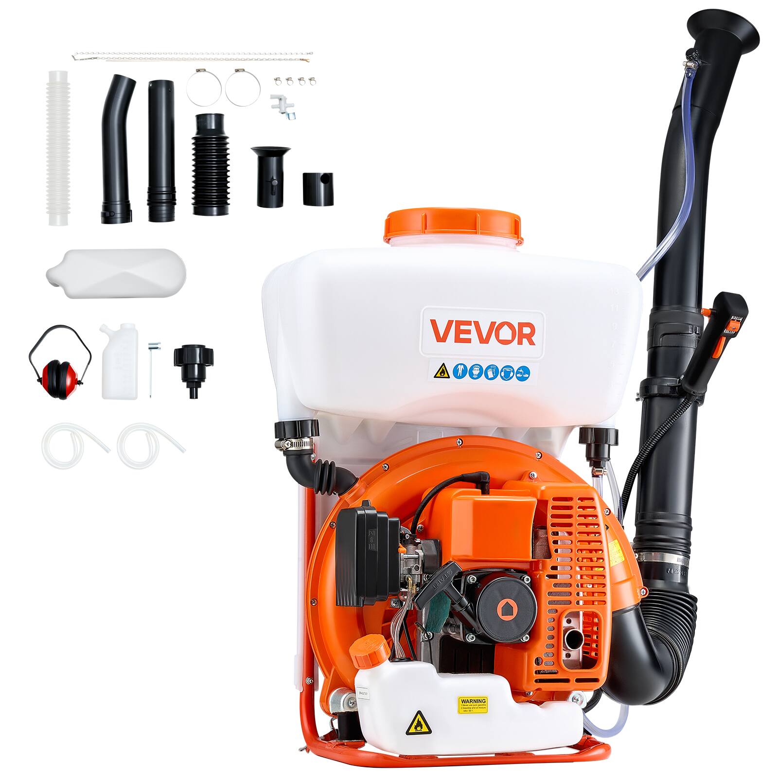 VEVOR - Backpack Fogger Sprayer, 63CC 3HP Engine, Gas Powered Fogger Sprayer with 4 Gallon Tank, Powder and Liquid Mister Duster - Orange, White price history on PriceWatchPro