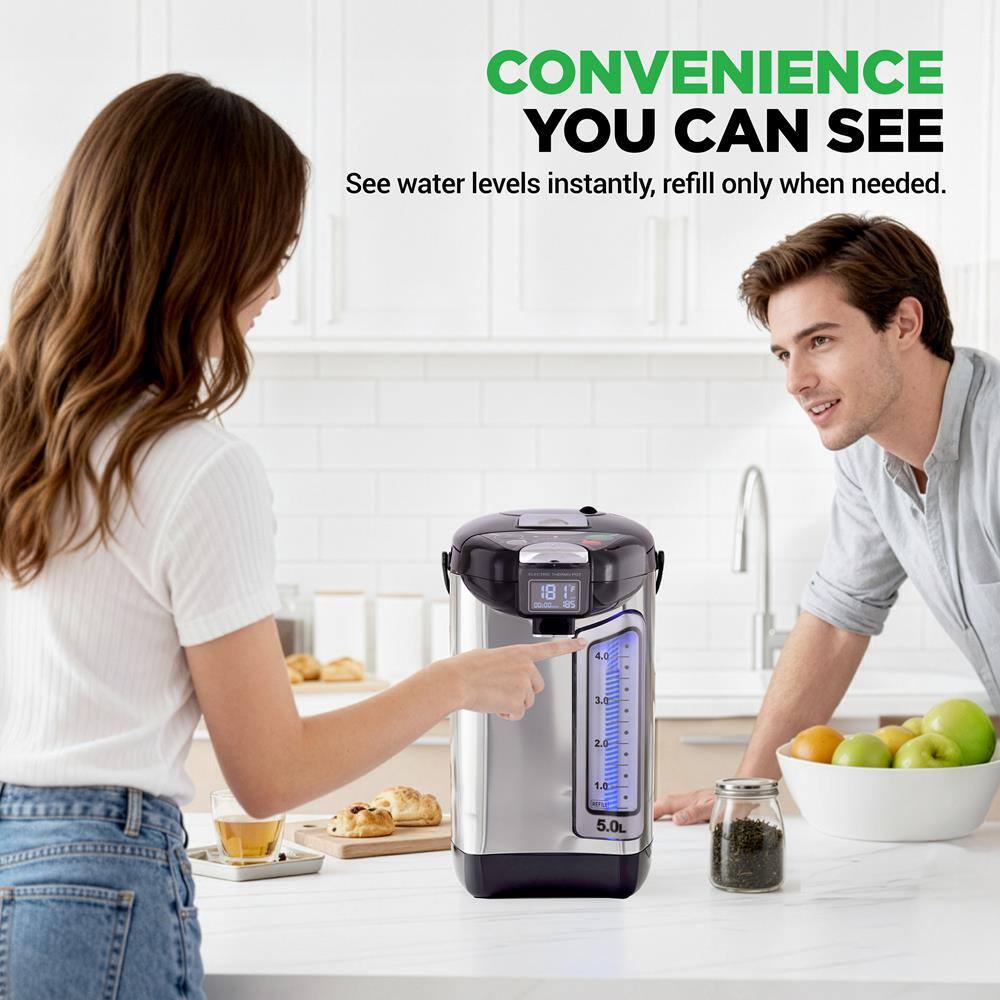 CONVENIENCE YOU CAN SEE  
See water levels instantly, refill only when needed.  
18 1' D 4.0 3.0 2.0 1.0 1 5.0L