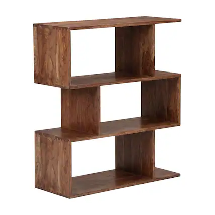 Front. Porter Designs - Portola Solid Acacia Wood Bookcase - Brown.