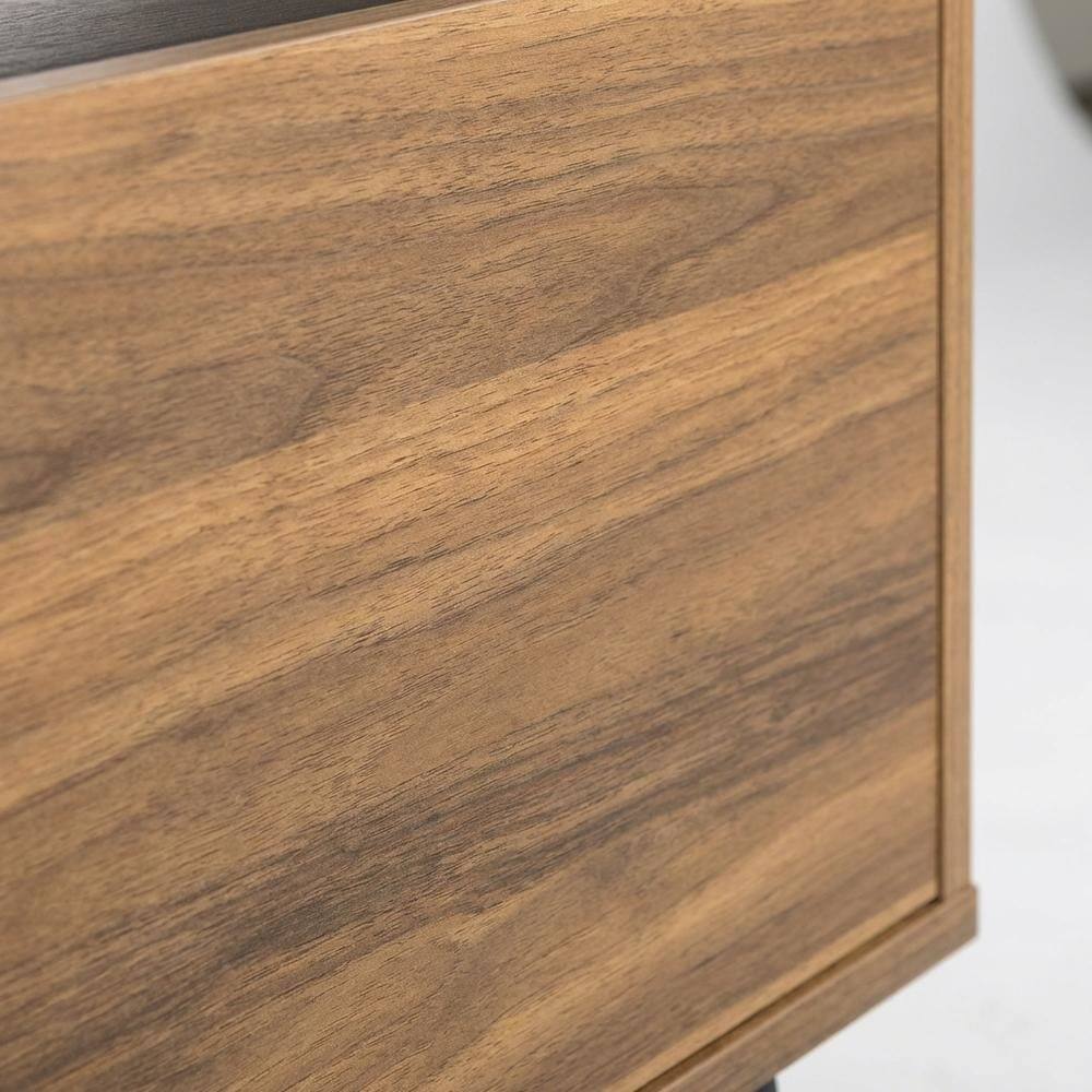 Alt View 4. FurniFact - Walnut TV Stand for 65-80 Inch TVs with Engineered Wood Finish Durable Storage - Brown.