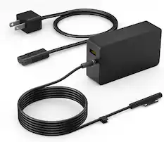 Front. Core Tech - 65W Surface Laptop Charger for Surface Pro, Laptop, Book and Go with 8.8ft Power Cord - Black.
