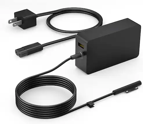 Front. Core Tech - 65W Surface Laptop Charger for Surface Pro, Laptop, Book and Go with 8.8ft Power Cord - Black.