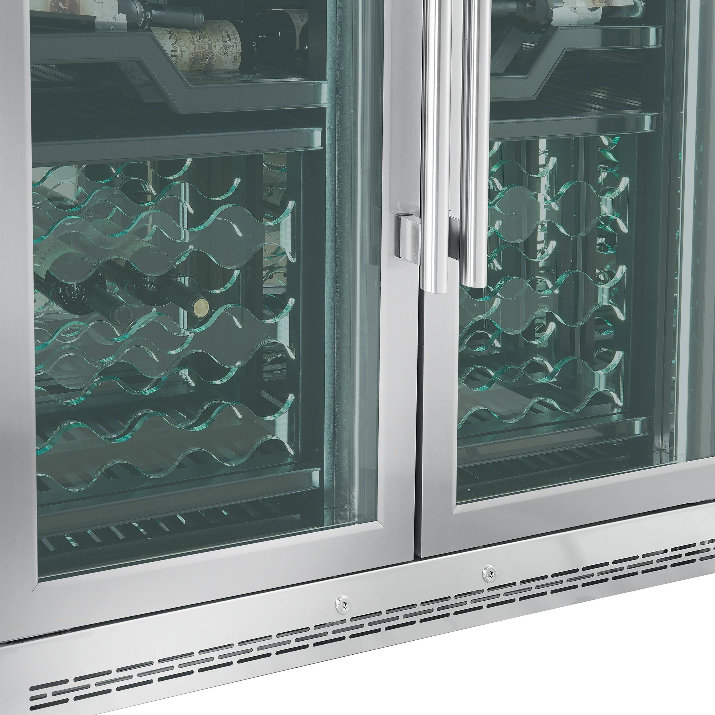 Alt View 6. Forno Appliances - Abruzzo 102-Bottle Dual Zone Wine Cellar with Green Acrylic Holders & Black Shelves - Stainless steel.