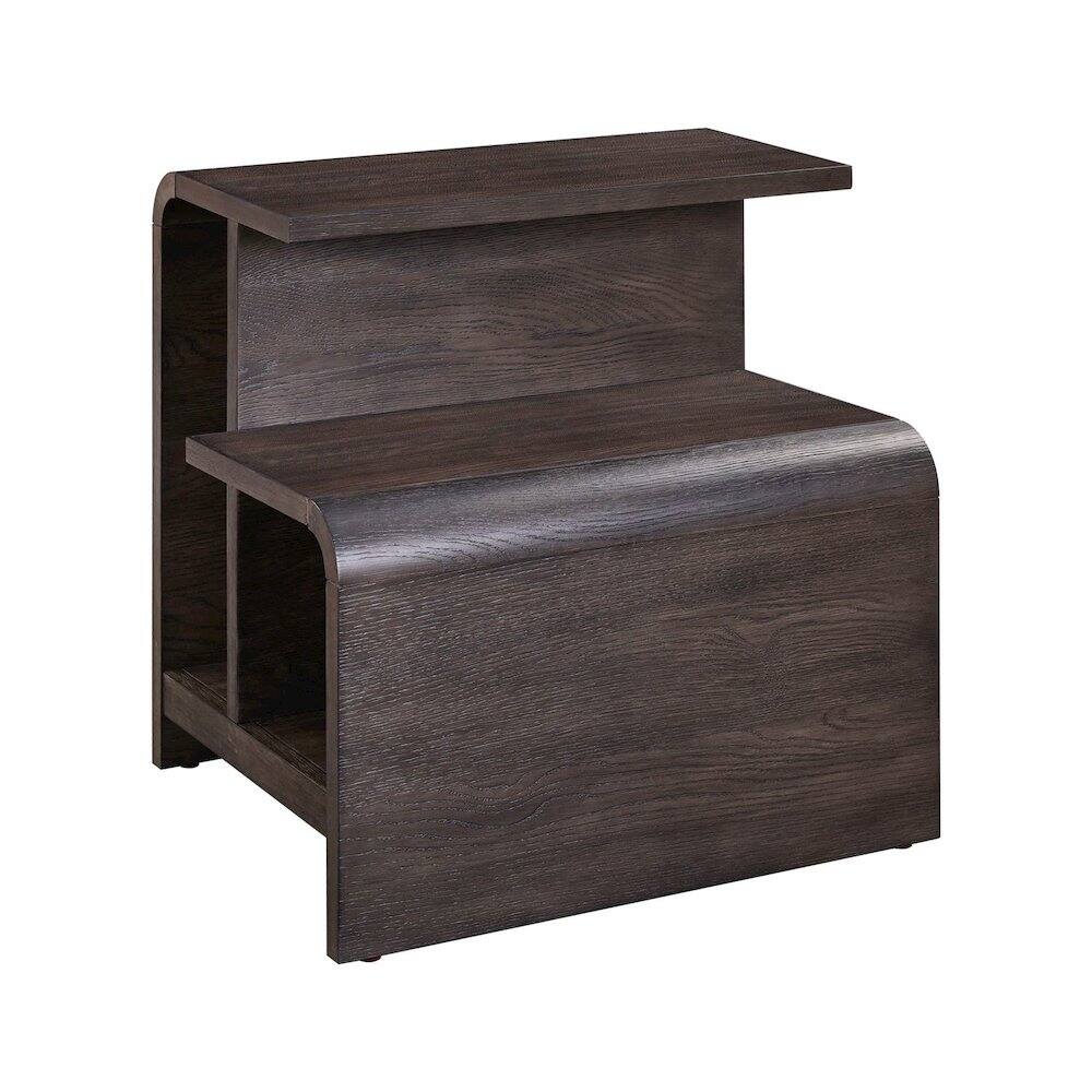 Front. Liberty Furniture Industries - Living Room End Table Transitional Rounded Waterfall Edge - Espresso Oak Wood - Espresso.