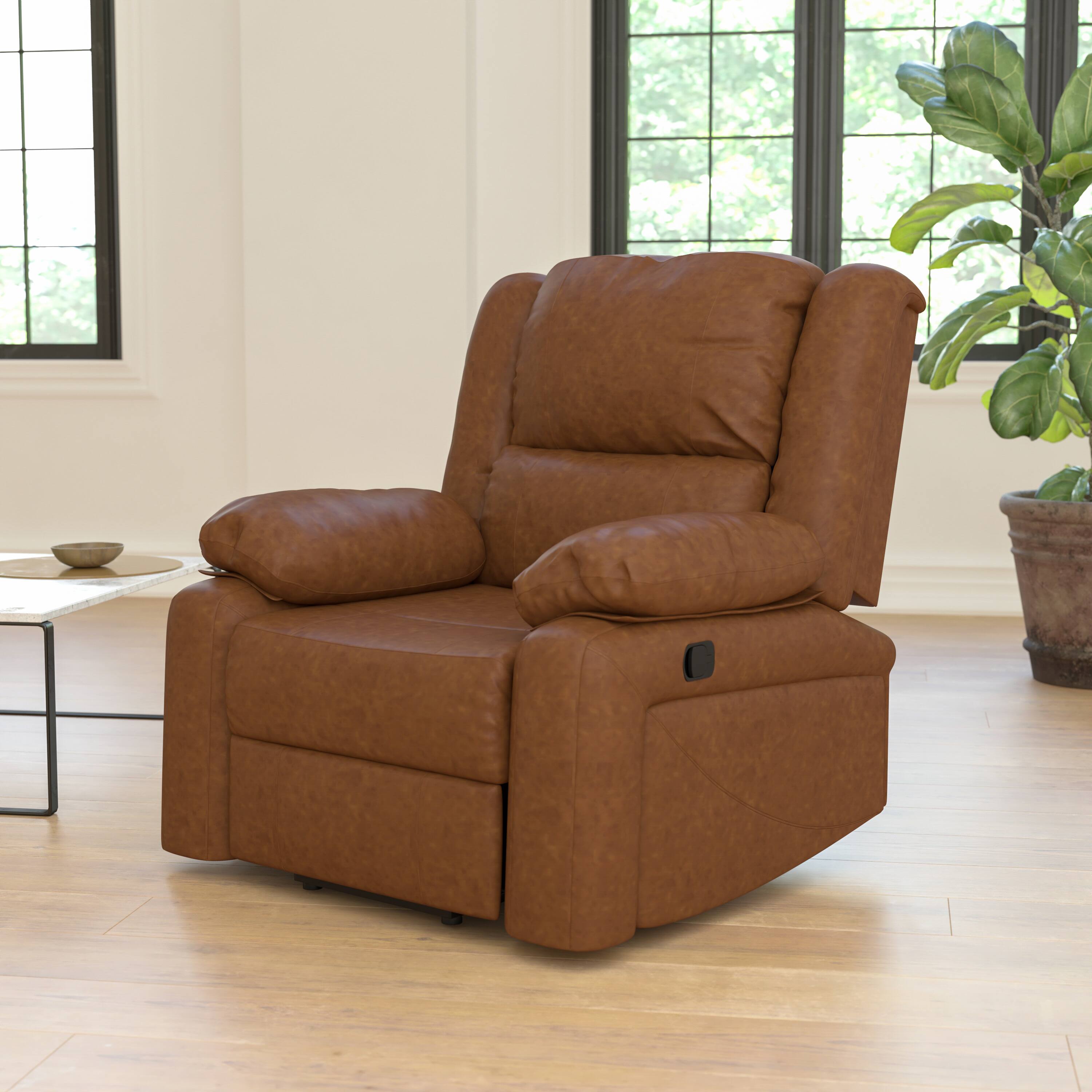 Alt View 2. Flash Furniture - Harmony Series Cognac LeatherSoft Recliner - Brown.
