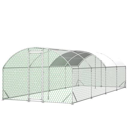 Front. Mondawe - 26ft x 9ft Large Metal Walk-in Chicken Coop with Waterproof Cover.
