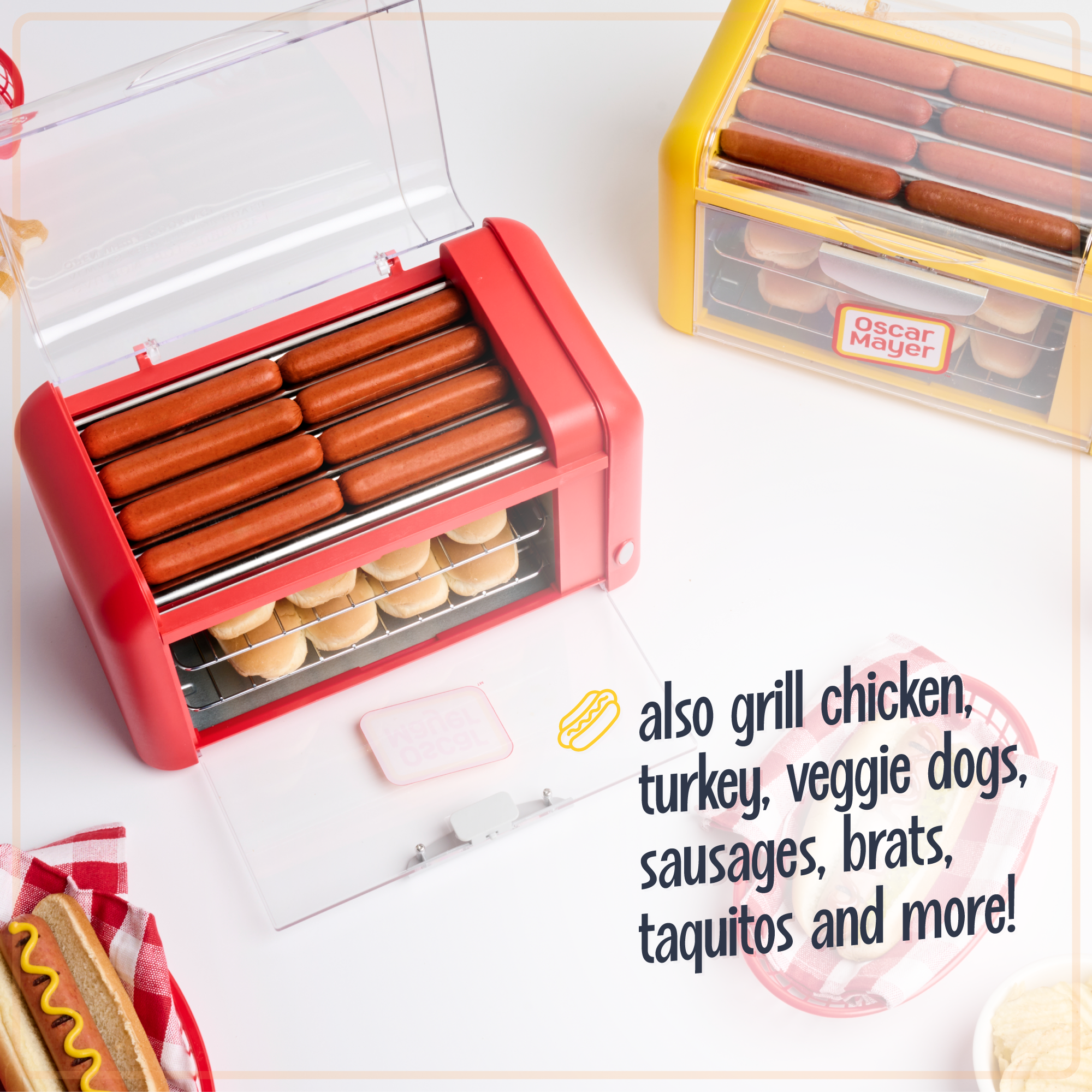 Oscar Mayer Mauer | also grill chicken, turkey, veggie dogs, sausages, brats, taquitos and more!