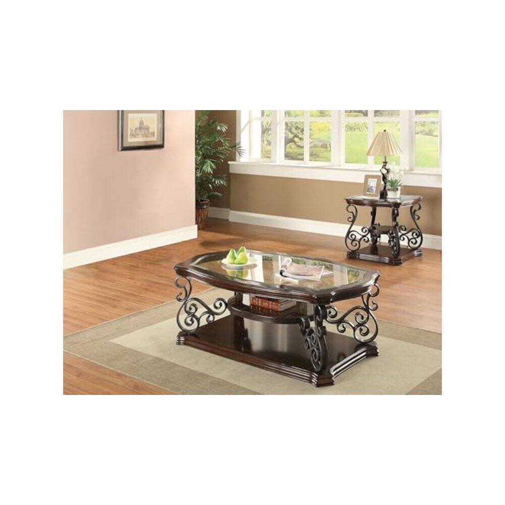 Alt View 1. Coaster Co. of America - Laney 2-piece Glass Top Coffee and End Table Set Dark Merlot - Brown.