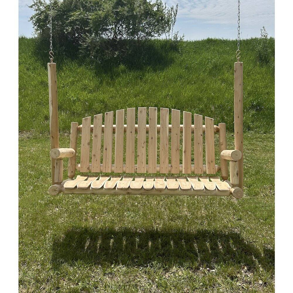 Alt View 2. Contoured Comfort - Cedar Log 5ft Country Garden Porch Swing - Brown.