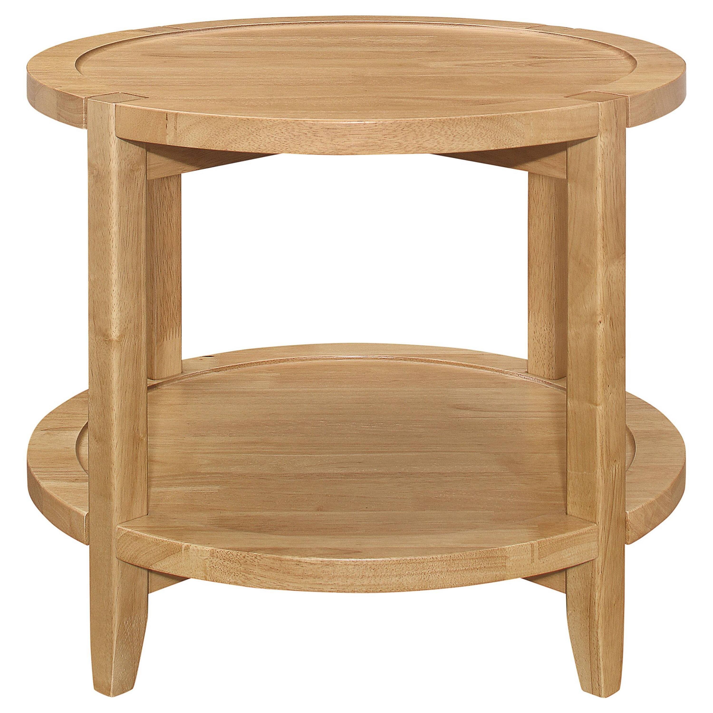 Alt View 1. Manhattan Lane - Camilia Side End Table, 23 Inch Round Top, 1 Shelf - Natural Brown.