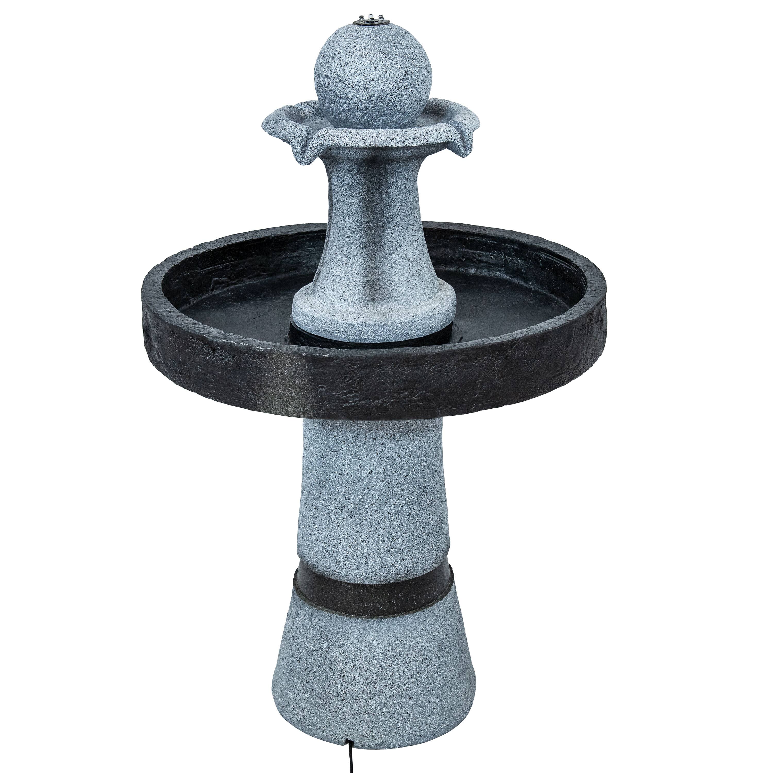 Alt View 7. Sunnydaze - Contemporary 2-Tone Outdoor Water Fountain with Light - 29.5" - Gray.