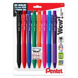 Pentel - Wow! Retractable Ballpoint Pen, (1.4mm) Bold Line, Assorted Ink, 8-Pack