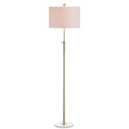 Jonathan Y - June 65" Adjustable Metal/Marble LED Floor Lamp, Brass - Brass Gold/White