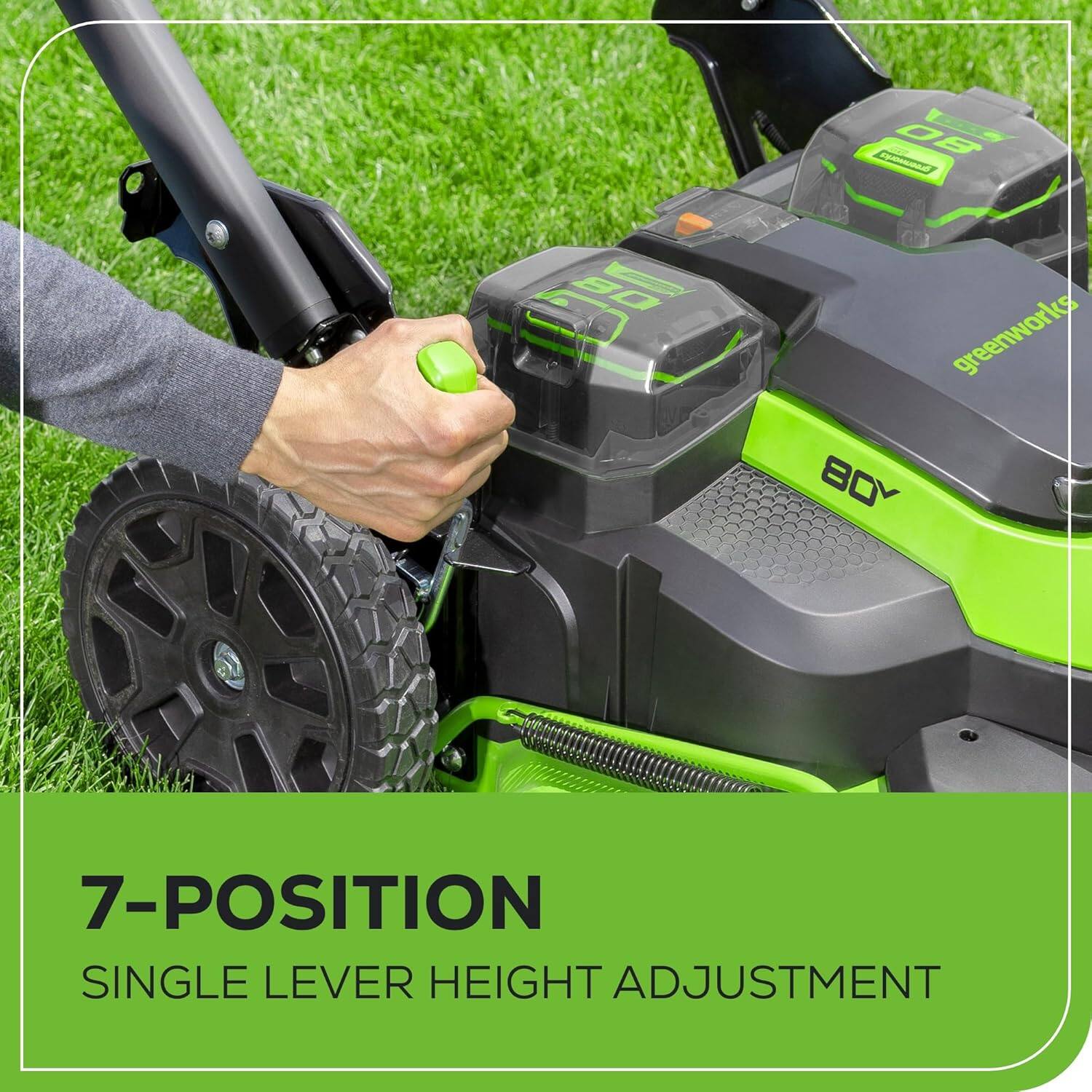 DE0 - 08 greenworks 80V 7-POSITION SINGLE LEVER HEIGHT ADJUSTMENT
