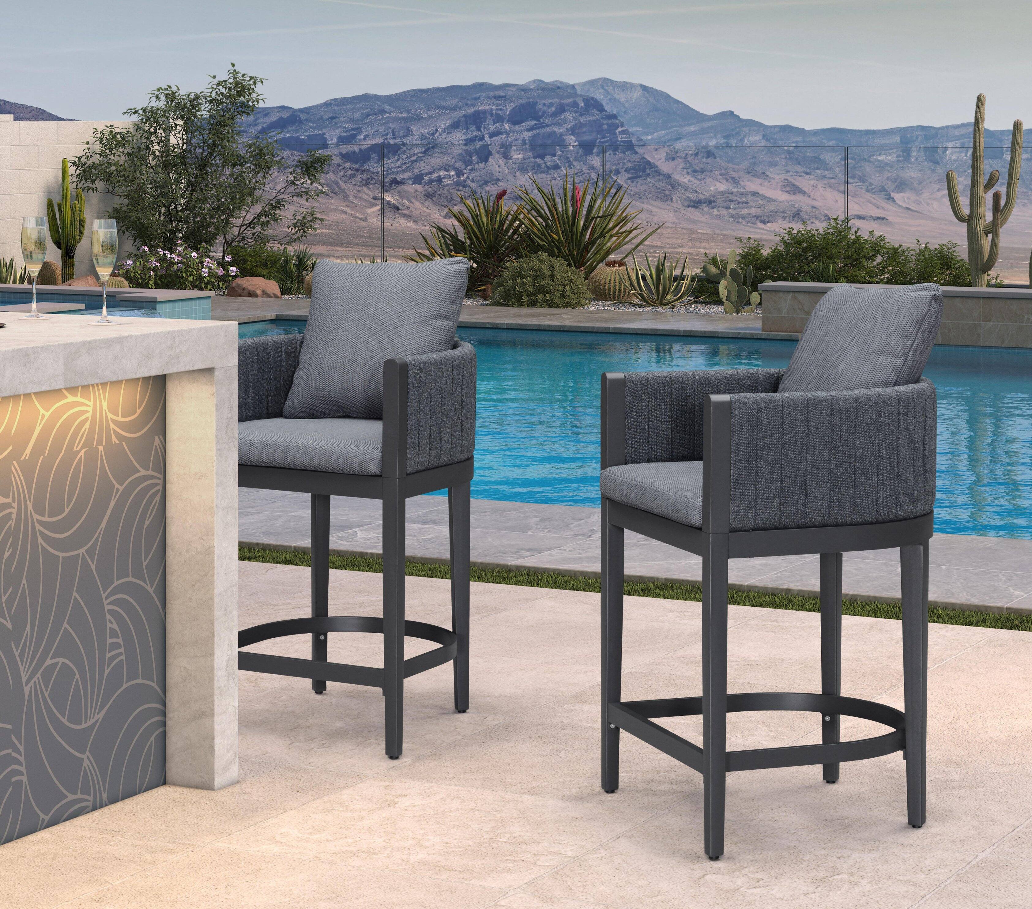 Grey & Square Base-Counter Stool