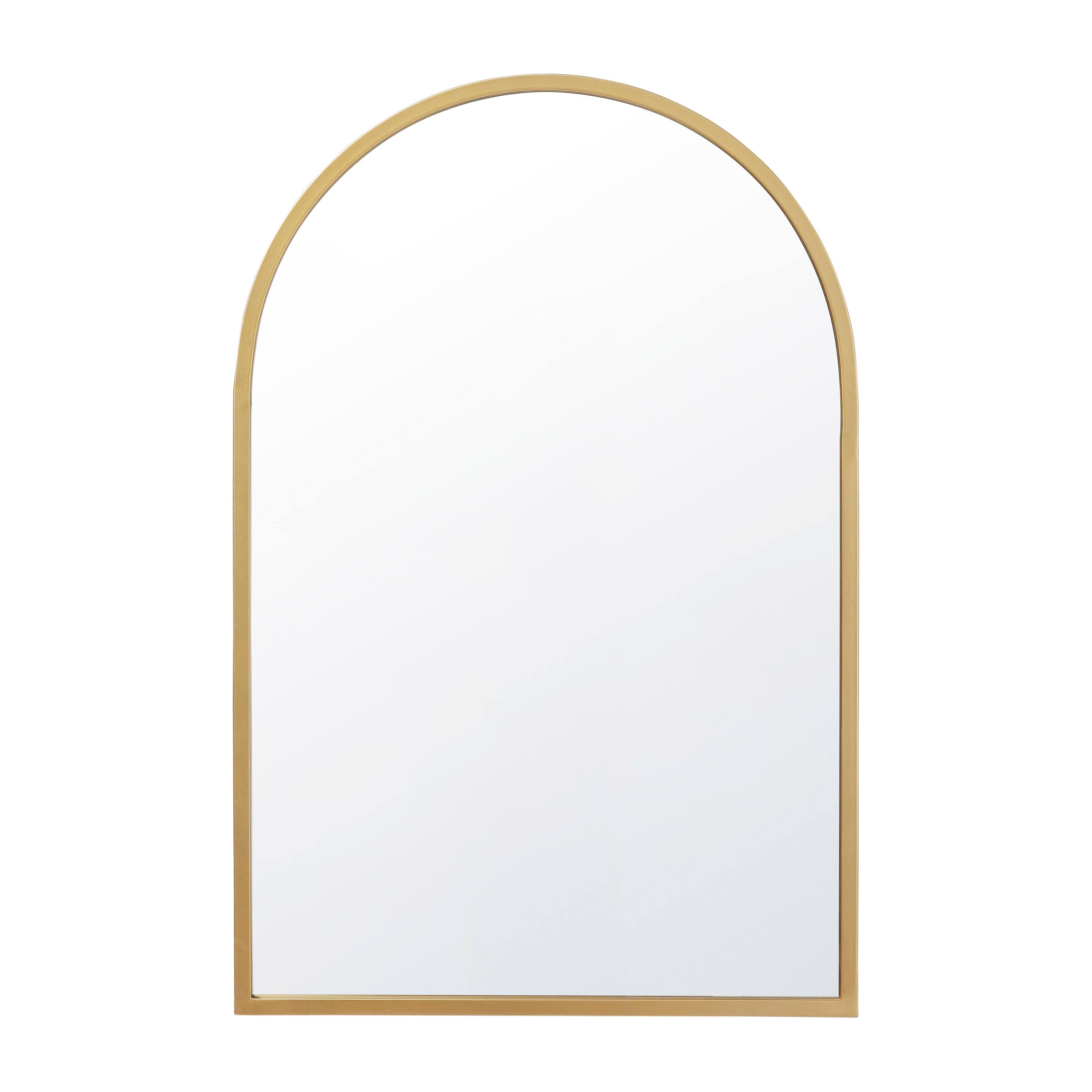 Alt View 7. Emma + Oliver - Harlowe Slim Metal Framed Arched Wall Mirror for Hallways, Entryways, Dining and Living Rooms - Gold.