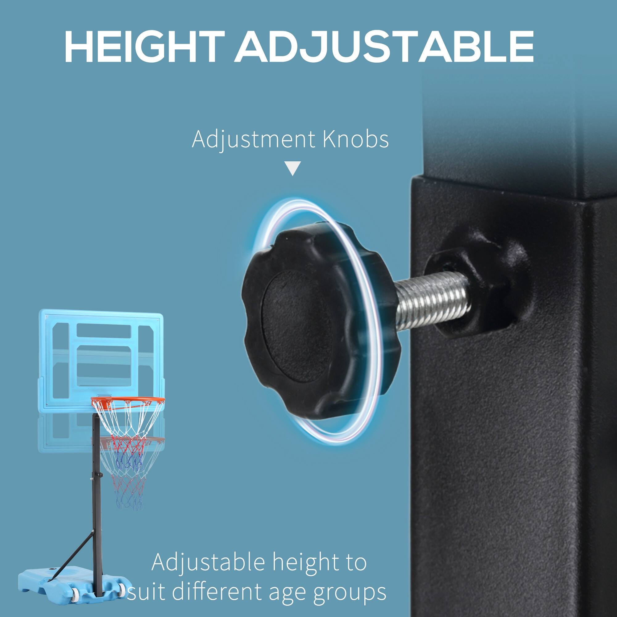 HEIGHT ADJUSTABLE

Adjustment Knobs

Adjustable height to suit different age groups