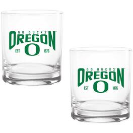 Indigo Falls - Oregon Ducks Two-Pack 14oz. Established Rocks Glass Set - Multicolor