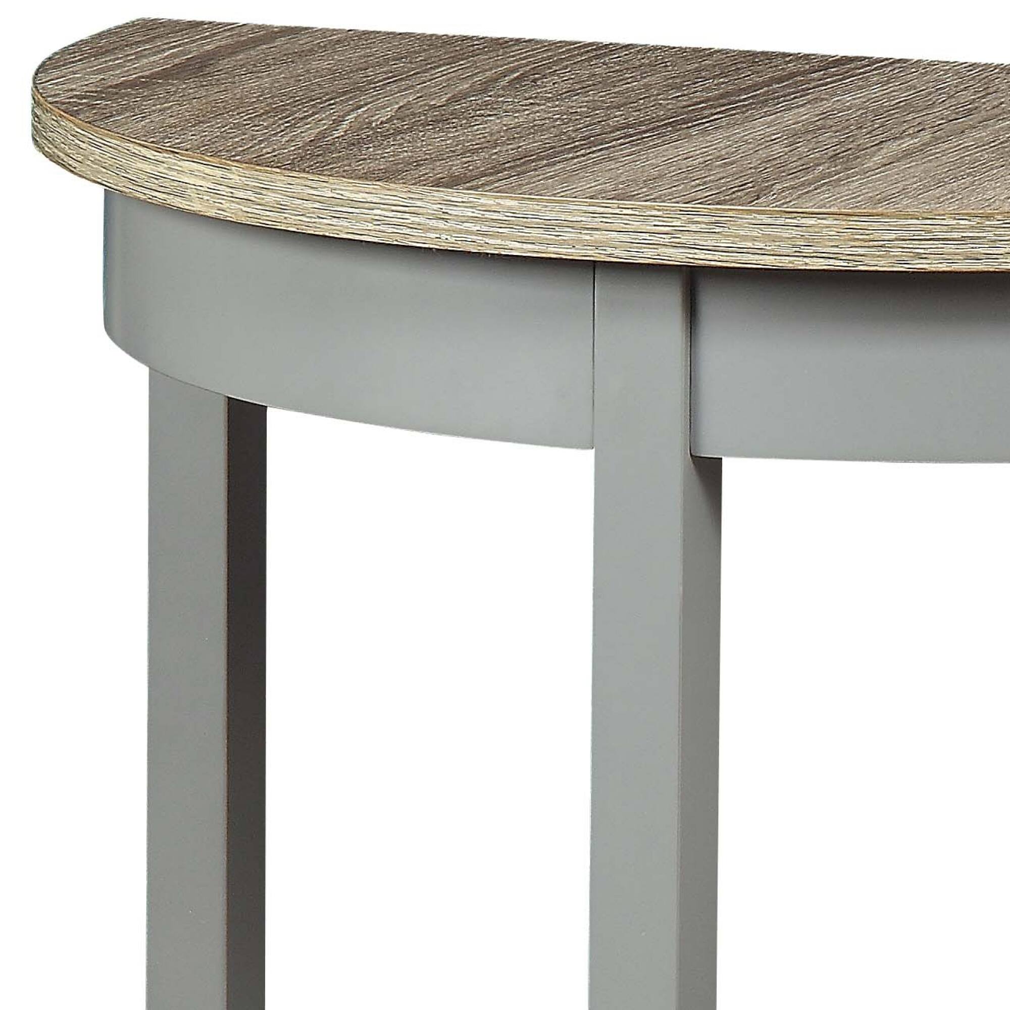 Back. GOODSILO - Half-Moon Console Table with Storage Shelf in Natural Wood Grain Finish, Entryway Table with Sturdy Legs - Gray,Oak.