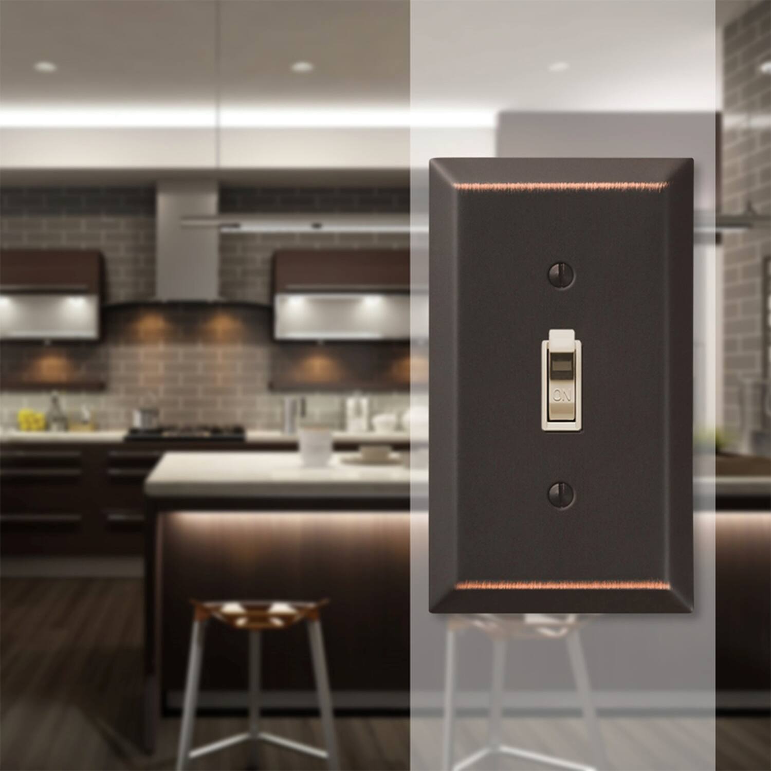 Left. AMERELLE - Amerelle Century Aged Bronze 2 gang Stamped Steel Toggle Wall Plate 1 pk - Bronze.