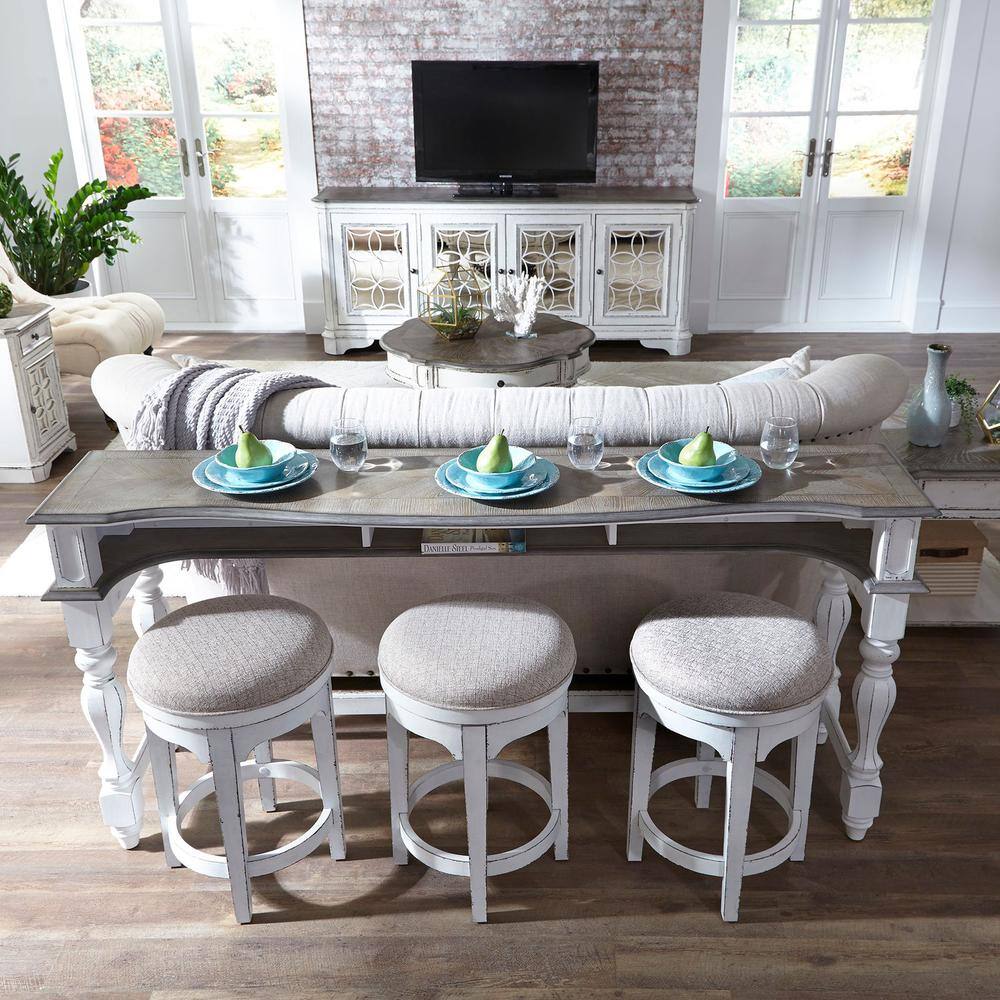 Alt View 2. Liberty Furniture Industries - Magnolia Manor Console Swivel Stool in Antique White - White.